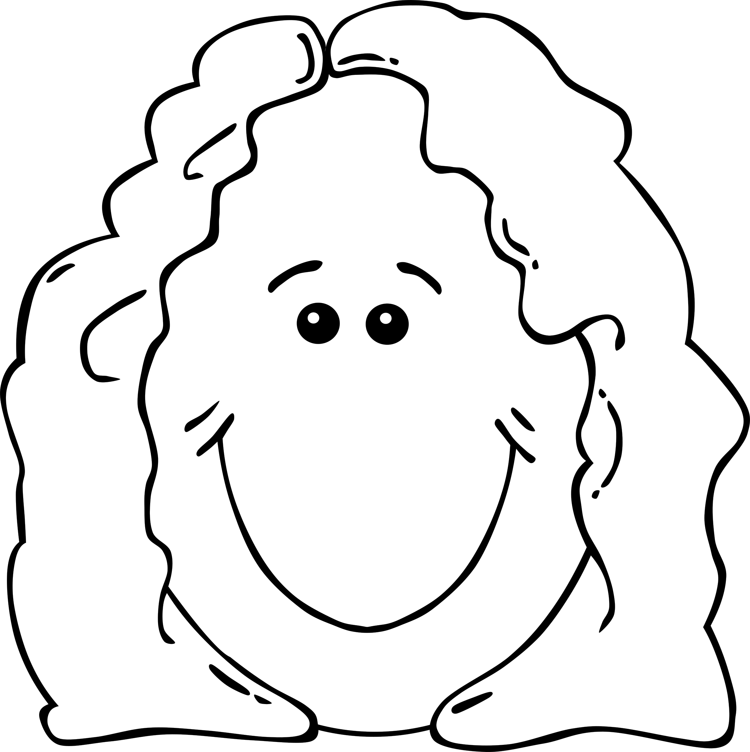 Smiling Grandma Cartoon Outline