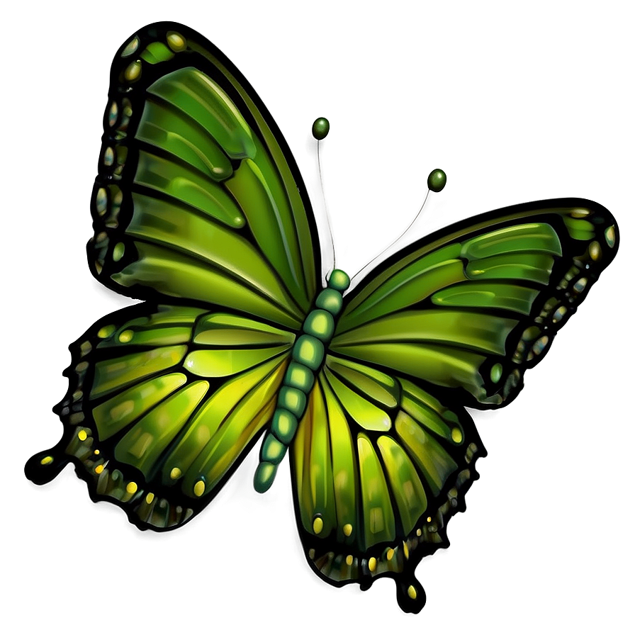 Smiling Green Butterfly Cartoon Png Cxp