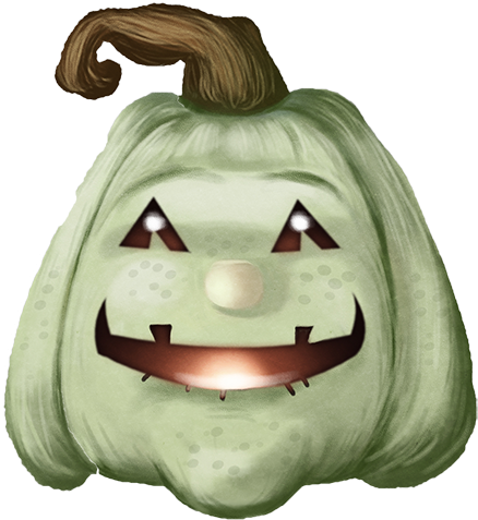 Smiling Green Jack O Lantern