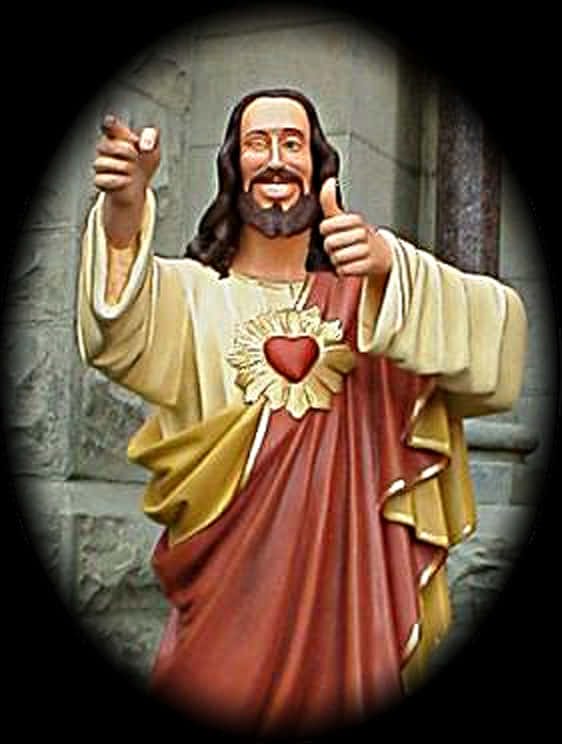 Smiling Jesus Statue Thumbs Up