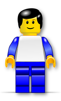 Smiling Lego Figure Illustration PNG with transparent background