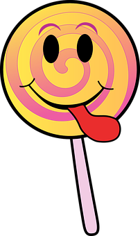 Smiling Lollipop Cartoon PNG with transparent background