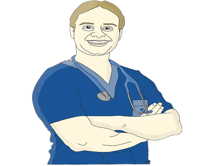 Smiling Male Nurse Cartoon PNG with transparent background