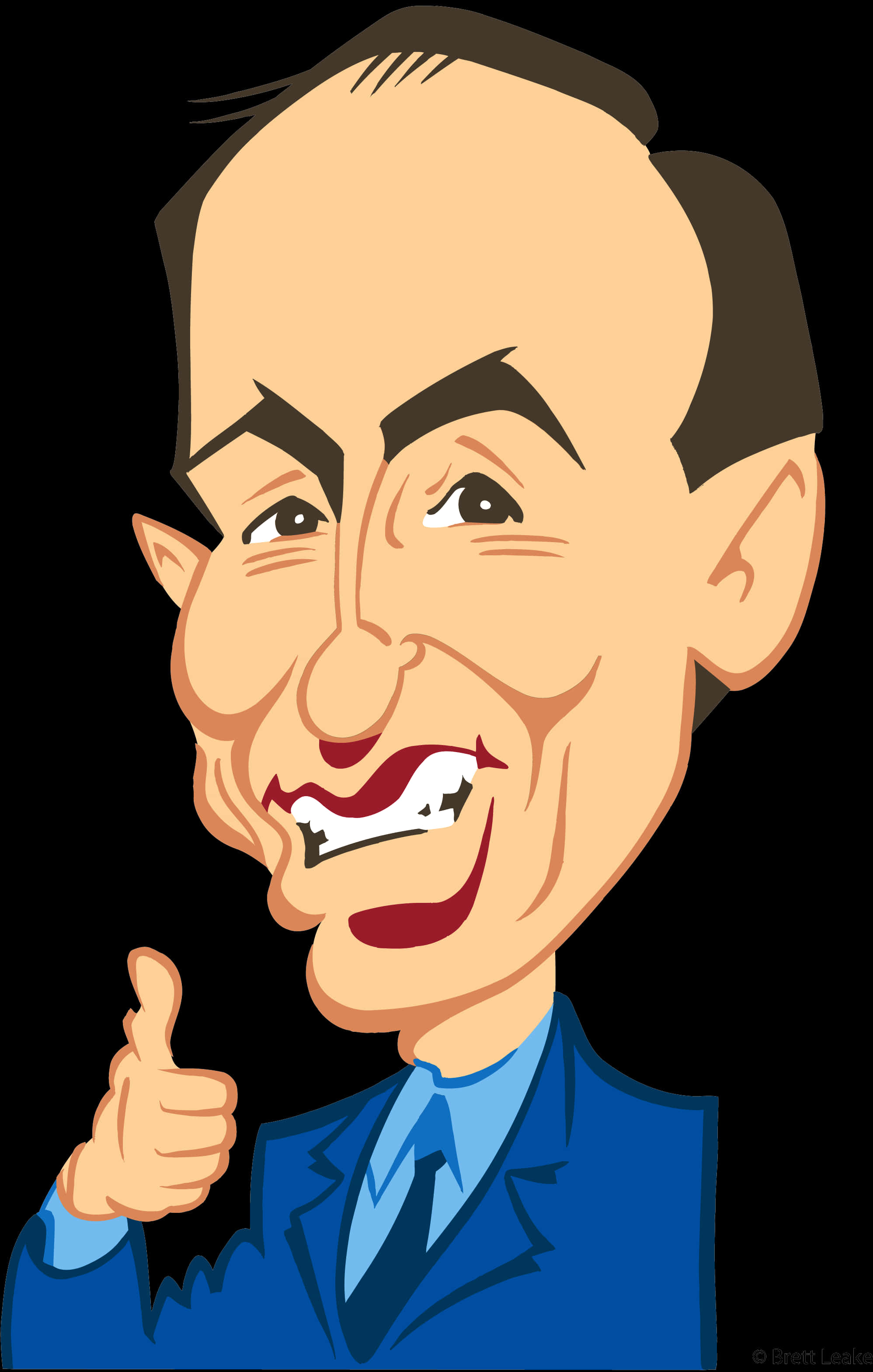 Smiling Man Caricature Thumbs Up