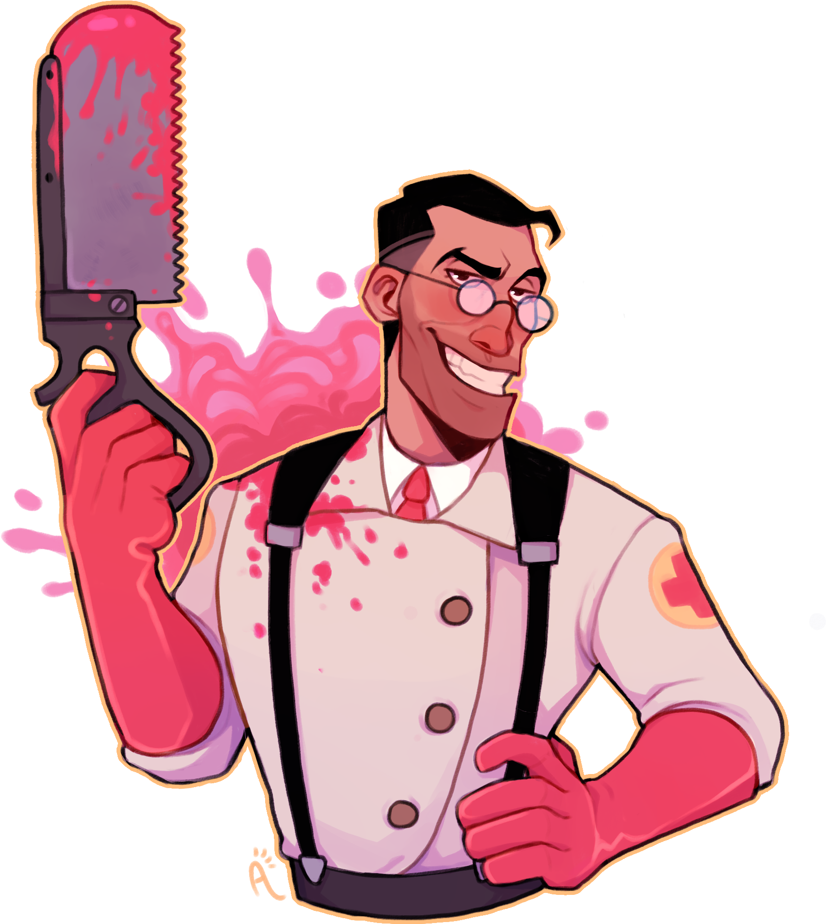 Smiling Man With Bloody Knife