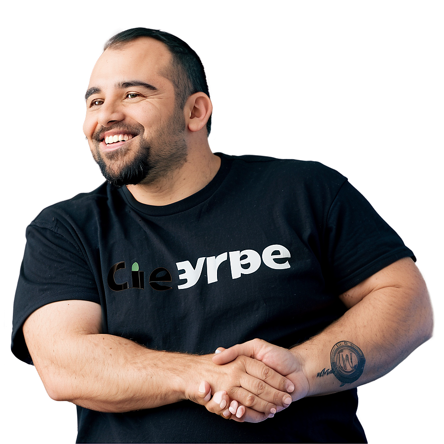 Smiling Manin Black Shirt PNG image with a transparent background, free high-resolution download