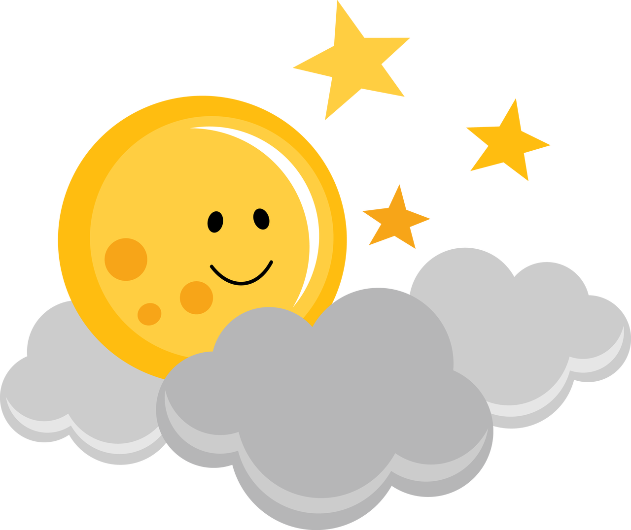 Clouds Clipart Cute - Cute Stars And Moon Clipart, HD Png Download PNG with transparent background