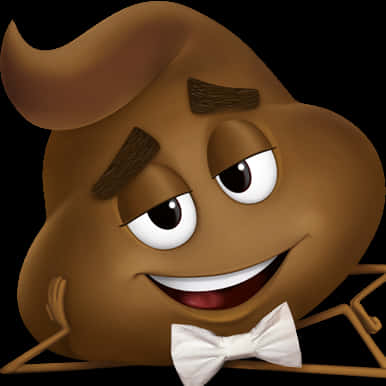 Smiling Poop Emojiwith Bowtie PNG with transparent background