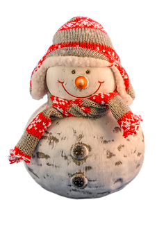 Smiling Snowman Figurine PNG with transparent background