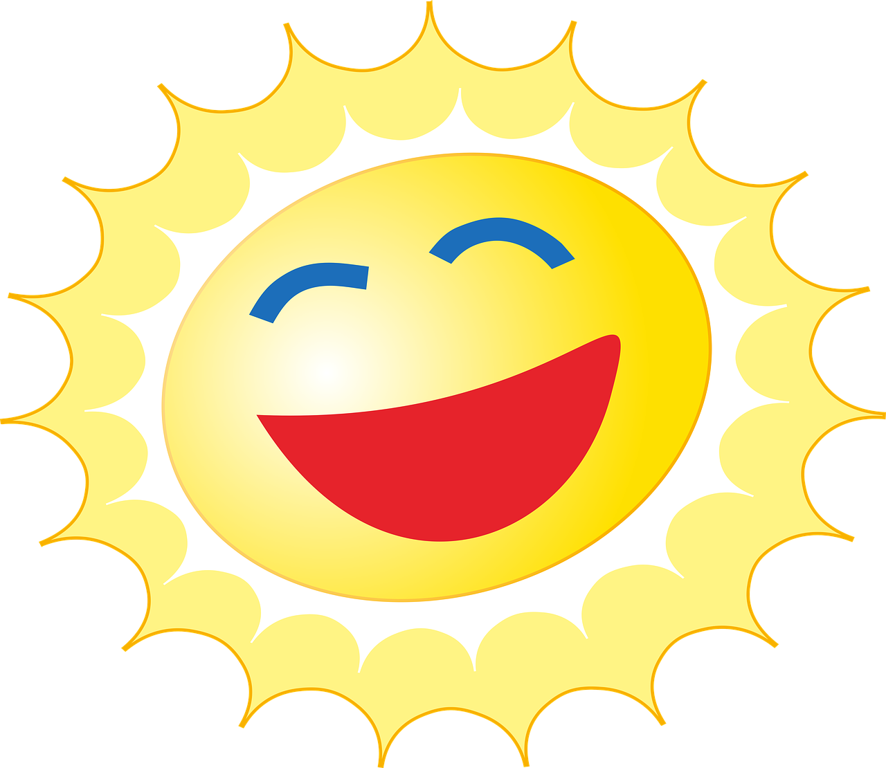 Smiling Sun Cartoon Graphic PNG with transparent background
