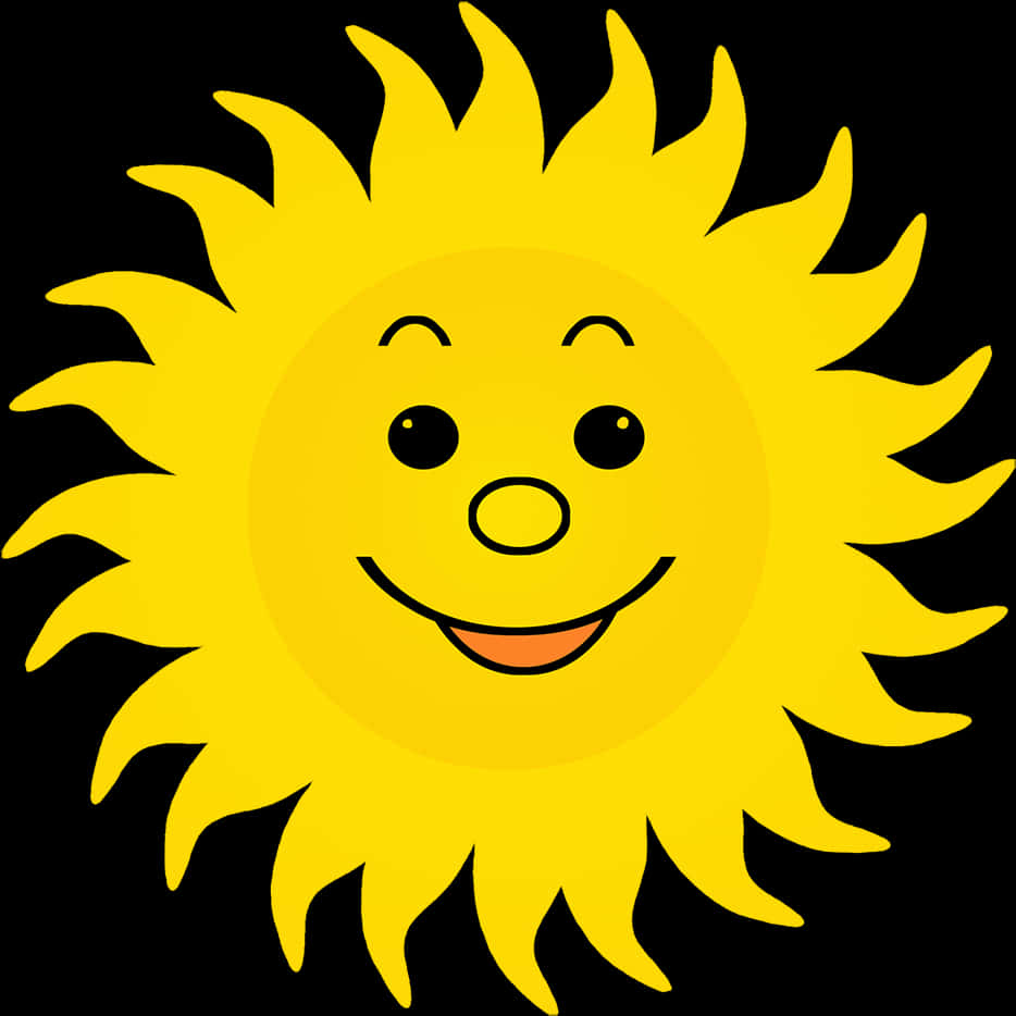 Smiling Sun Cartoon Graphic PNG with transparent background