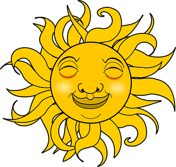 Smiling Sun Illustration PNG with transparent background