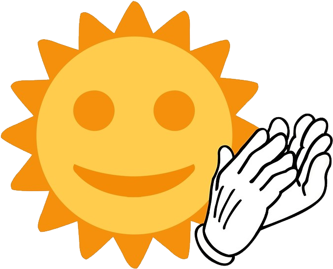 Smiling Sun With Clapping Hands PNG with transparent background