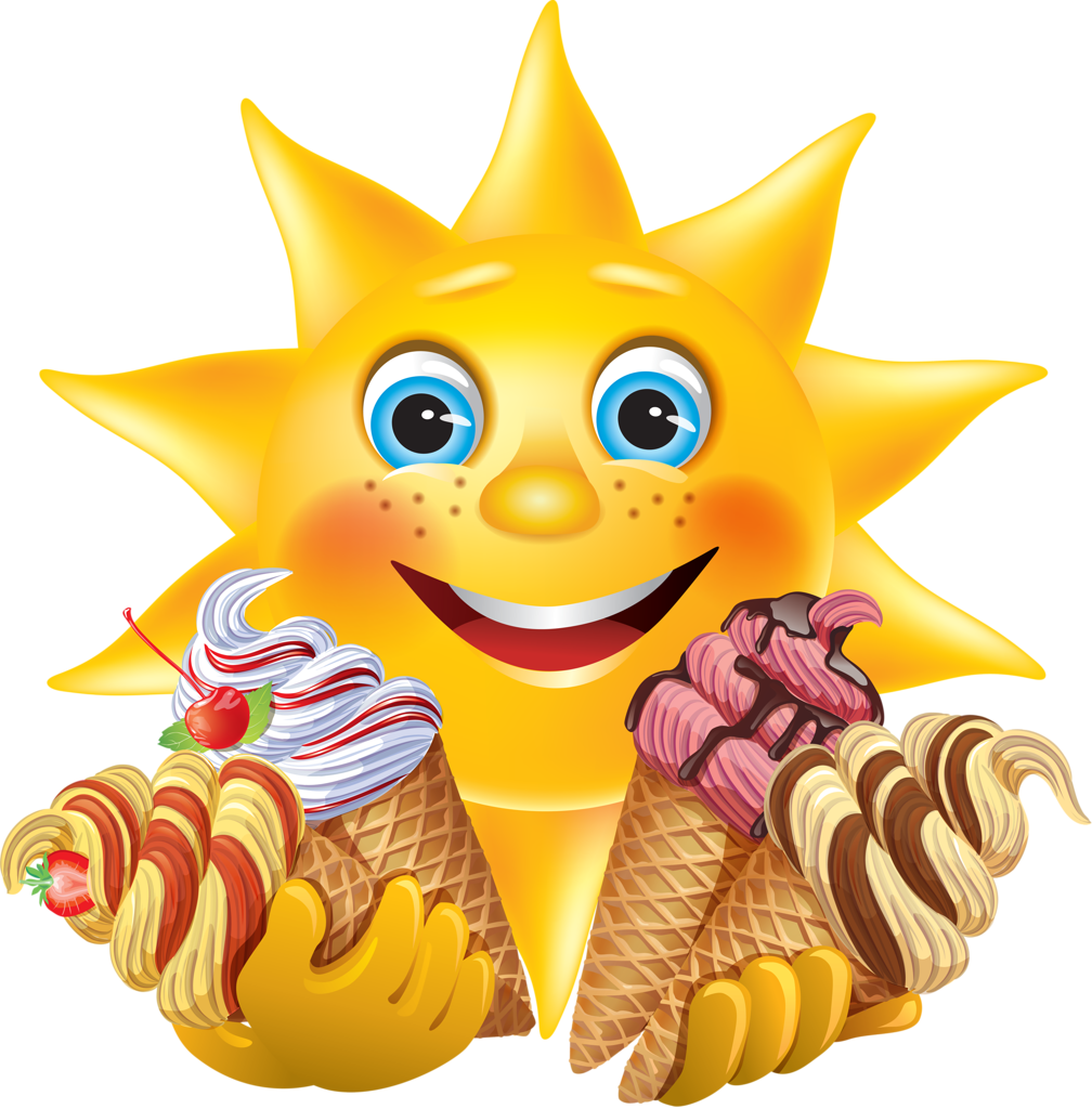 Smiling Sun With Ice Cream Cones