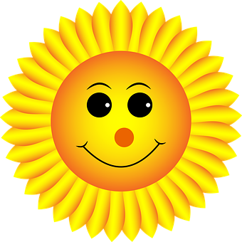 Smiling Sunflower Cartoon Graphic PNG with transparent background