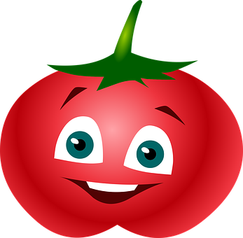 Smiling Tomato Cartoon Vector PNG with transparent background