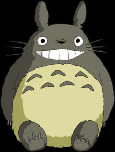 Smiling Totoro Illustration PNG with transparent background
