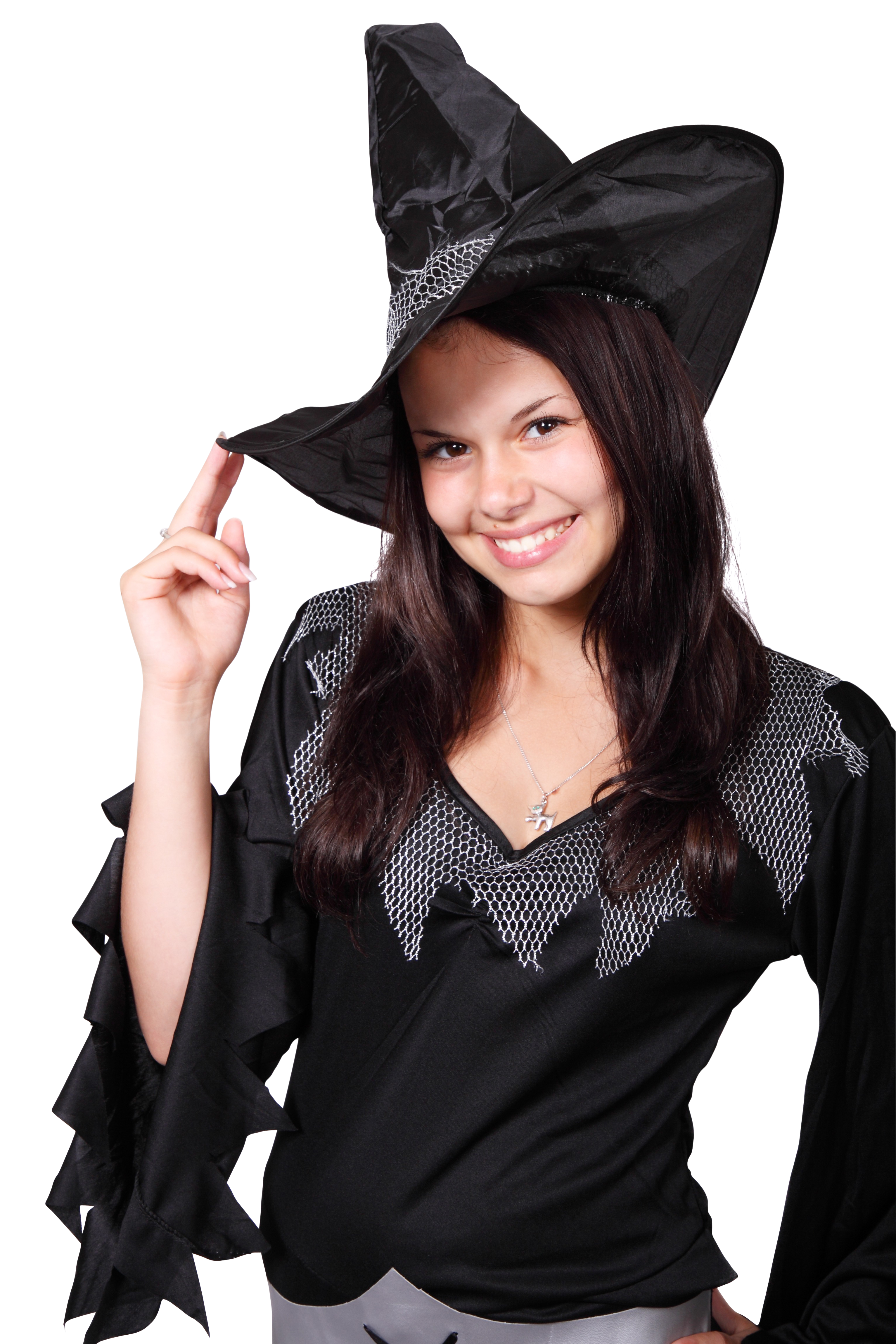 Smiling Witch Costume Portrait PNG with transparent background