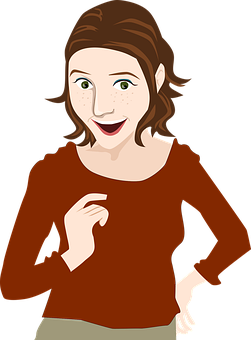 Smiling Woman Cartoon Portrait PNG with transparent background