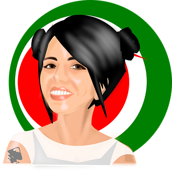 Smiling Woman Italian Flag Background