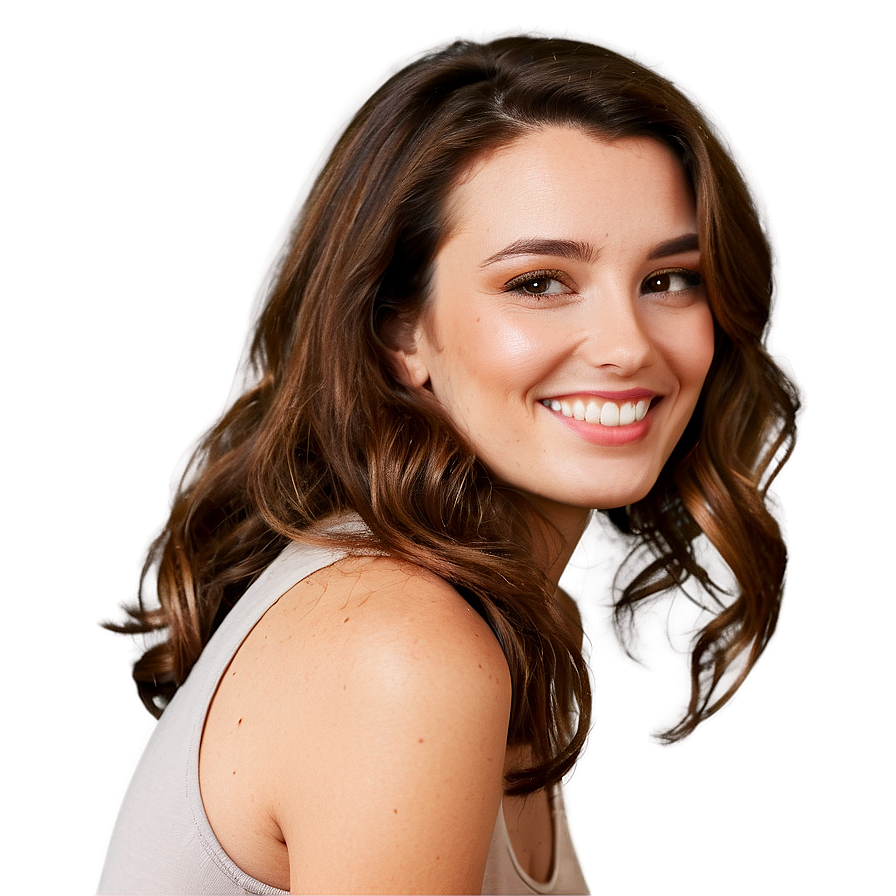Smiling Woman with Brown Hair PNG 32 PNG image with a transparent background, free high-resolution download