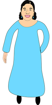 Smiling Womanin Blue Dress PNG with transparent background
