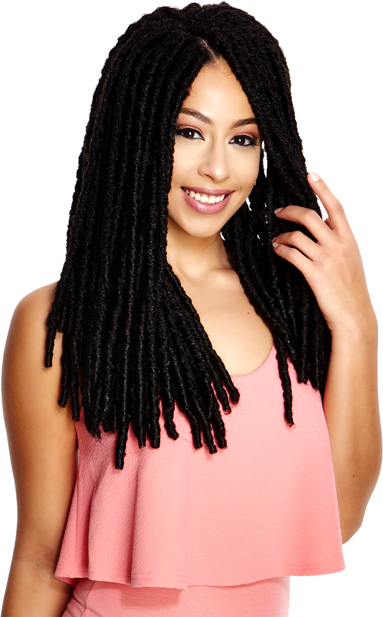 Smiling Womanwith Black Dreadlocks