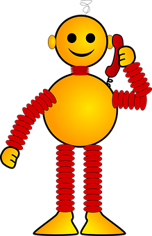 Smiling Yellow Robot Graphic PNG with transparent background