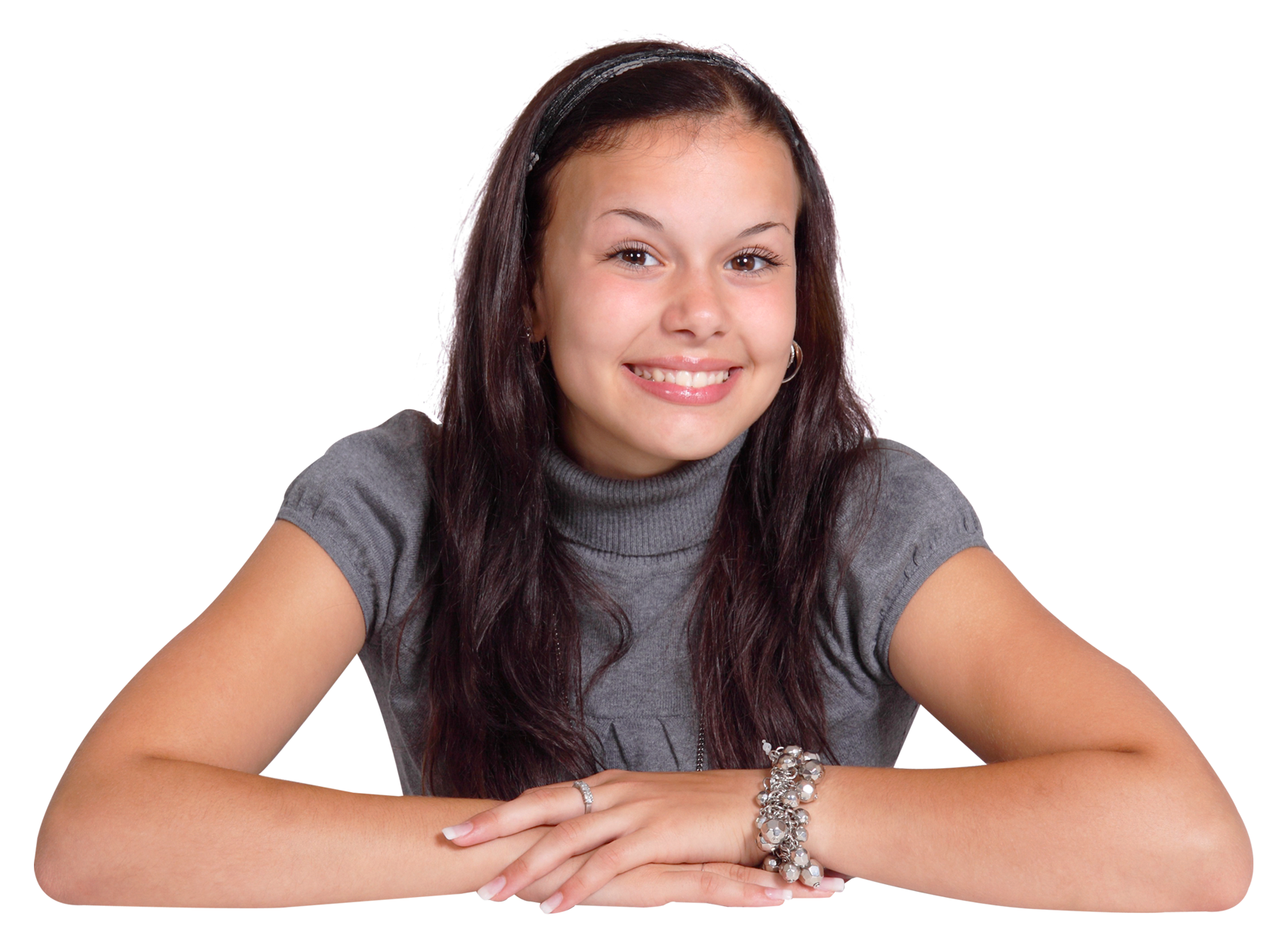 Smiling Young Girl Portrait PNG image with a transparent background, free high-resolution download