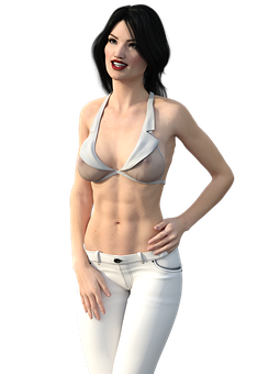 Smiling3 D Model Girlin White Outfit