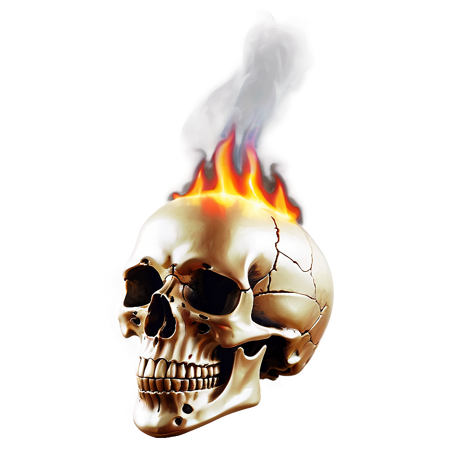 Smoking Flaming Skull Png Ywb95