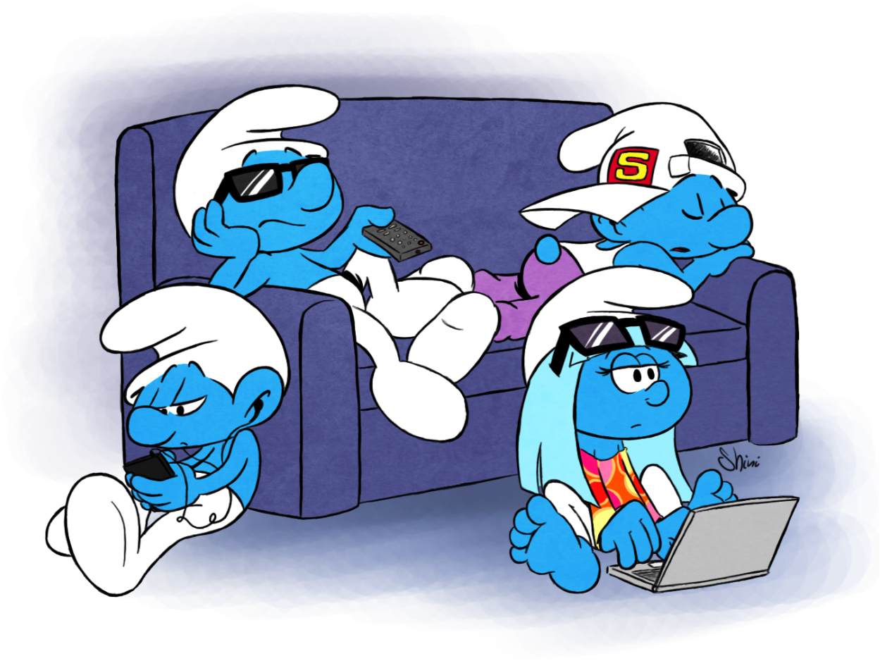 Smurfs Relaxingon Couch