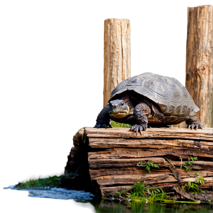 Snapping Turtle On Log Png 06252024