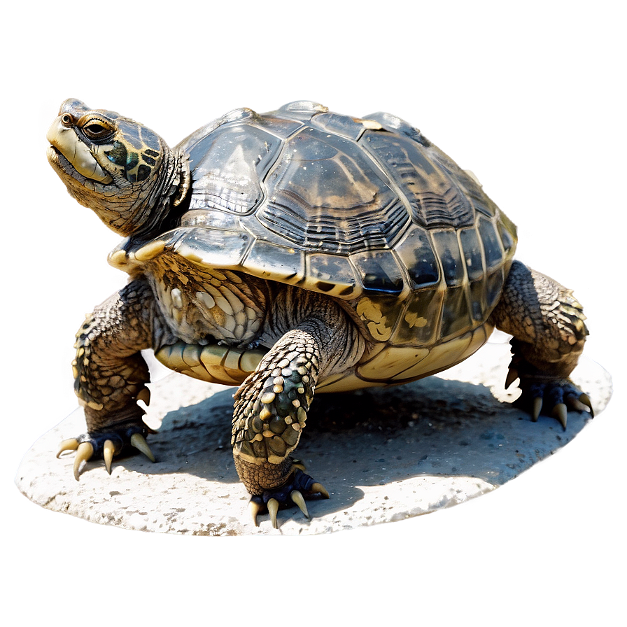 Snapping Turtle Sunbathing On Rock Png Btv