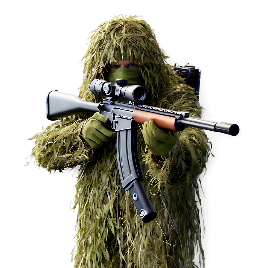 Sniper In Ghillie Suit Png Fem