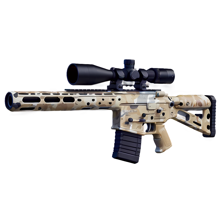 Sniper Rifle In Desert Camo Png Hic