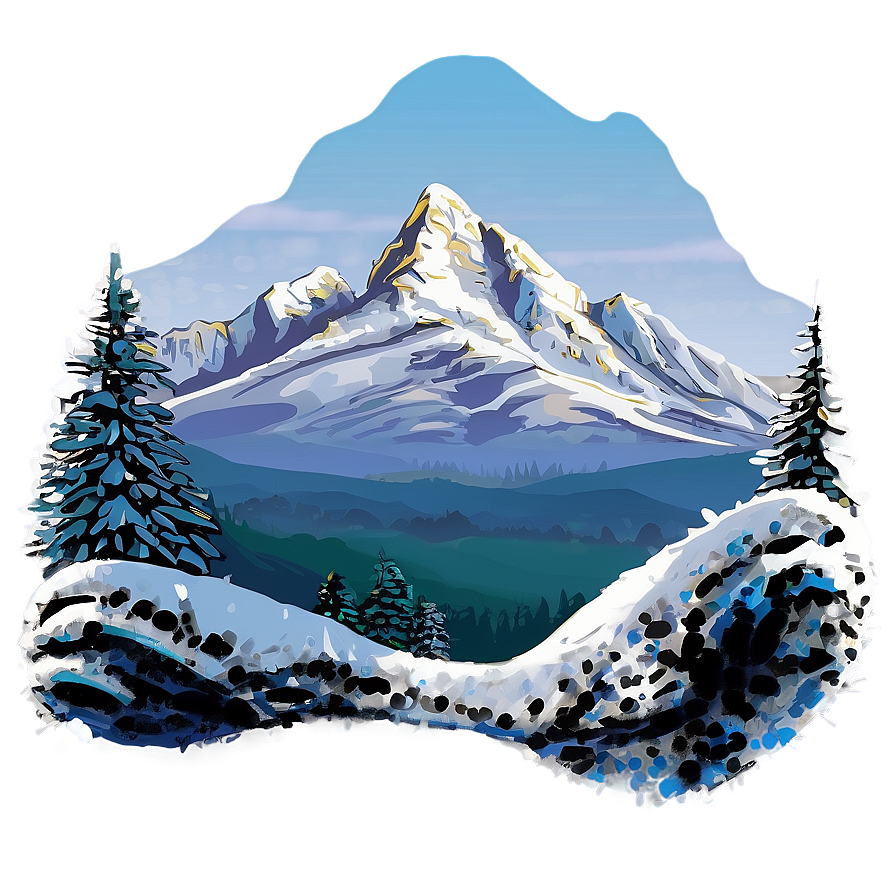 Snow-Capped Peaks Landscape PNG 06232024 PNG with transparent background