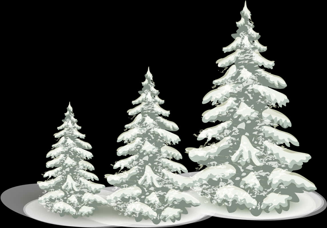 Snow Covered Pine Trees Illustration