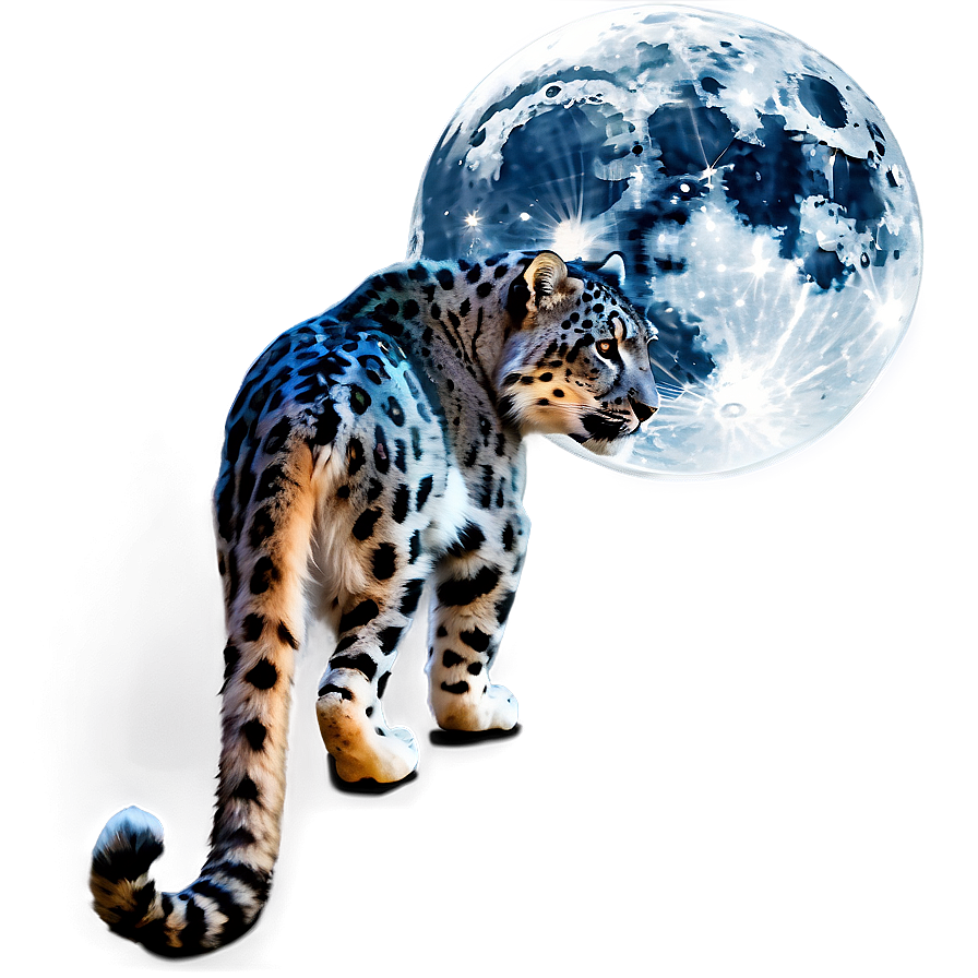 Snow Leopard In Moonlight Png Fvy24