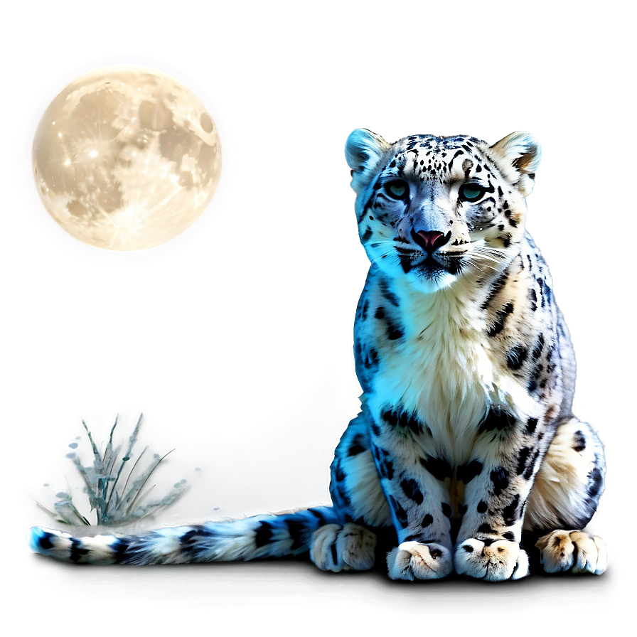 Snow Leopard In Moonlight Png Rqy44