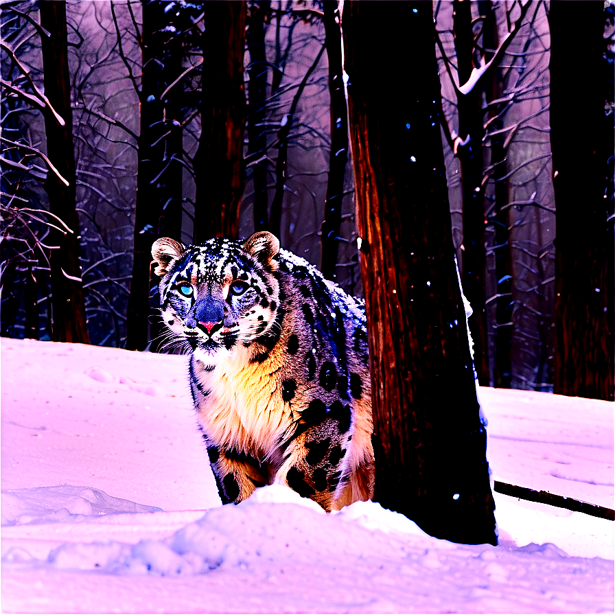 Snow Leopard In Mystic Forest Png Rqd48