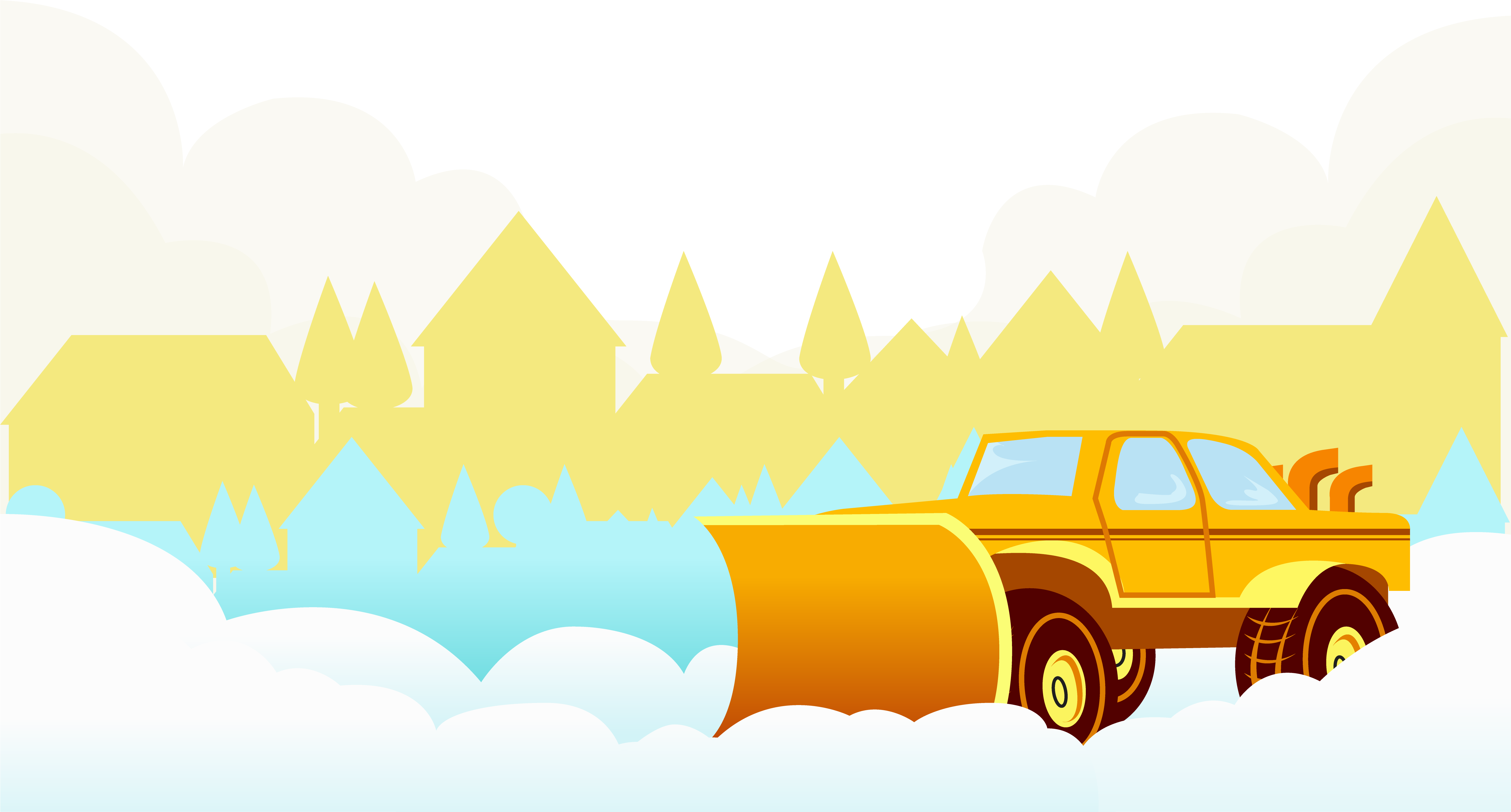 Snow Plow Truck Cartoon Illustration