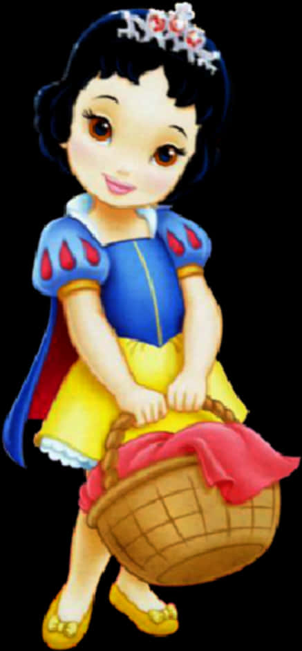 Snow White With Basket PNG with transparent background