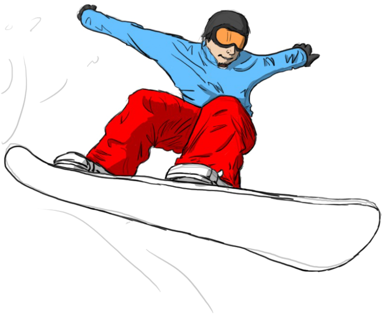 Snowboarder Carving Turn Illustration PNG with transparent background