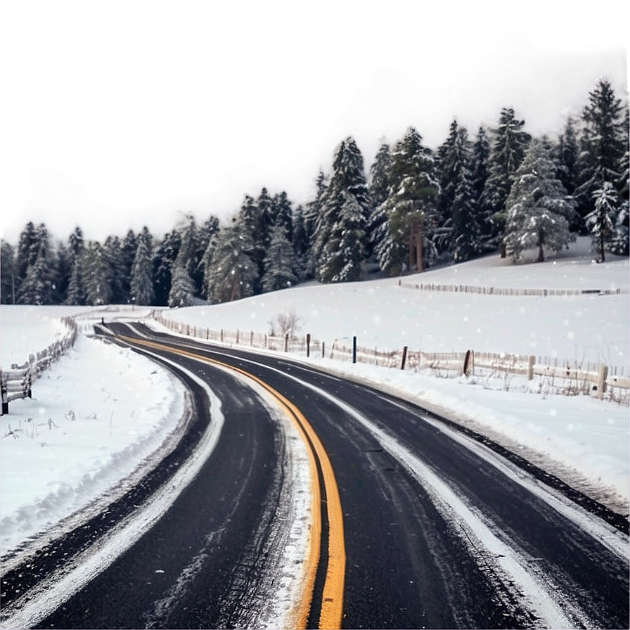 Snowfall On Deserted Road Png 06122024