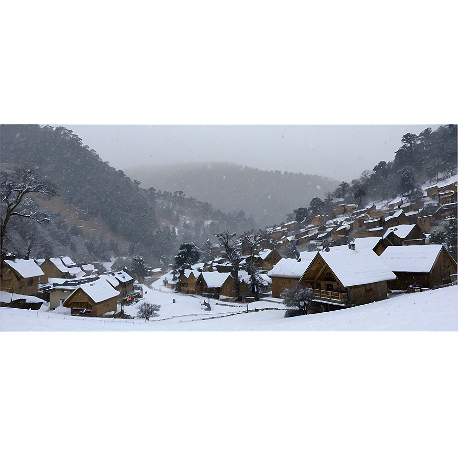 Snowfall On Mountainside Village Png Upx