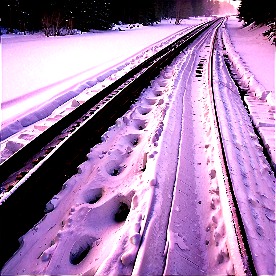 Snowfall On Railway Tracks Png 06122024