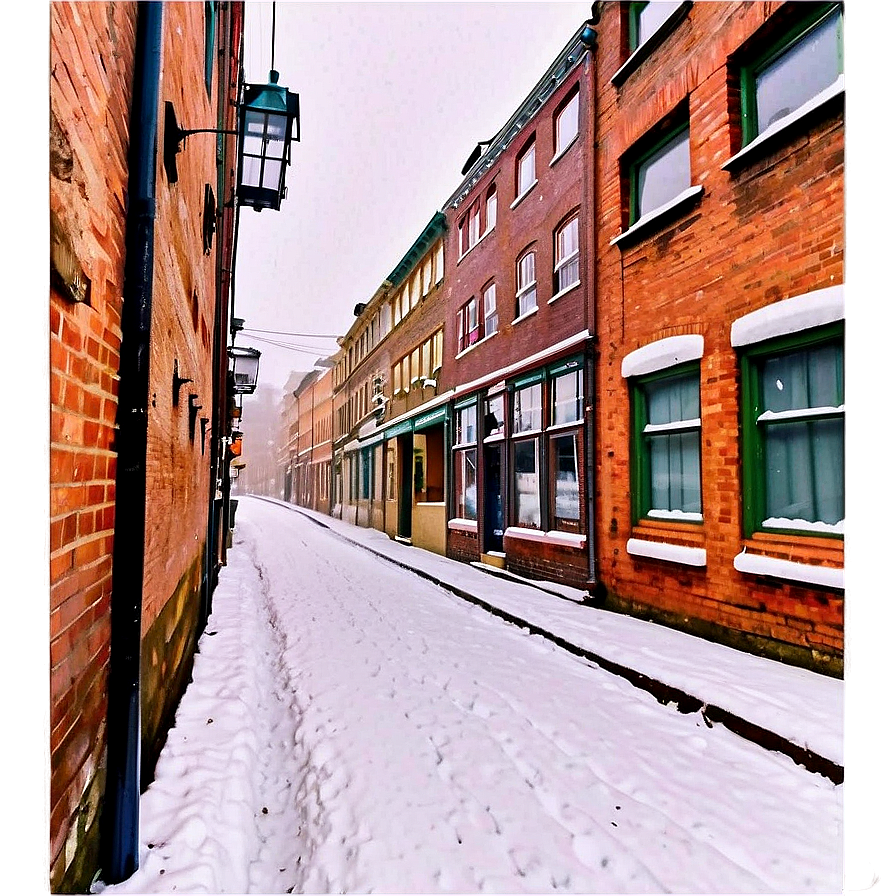 Snowfall Over Cobblestone Street Png 42