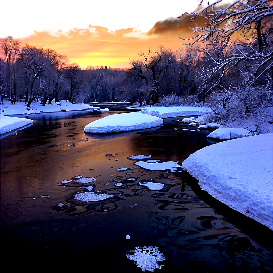 Snowfall Over Frozen River Png 06122024