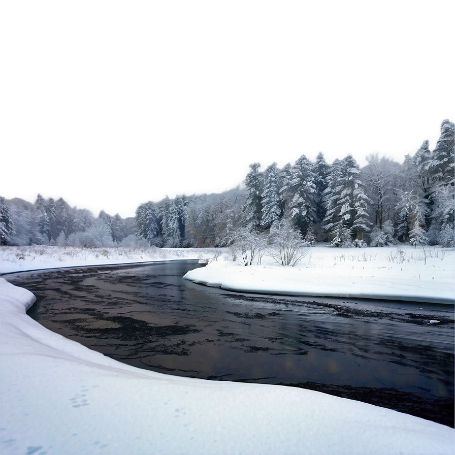 Snowfall Over Frozen River Png 66